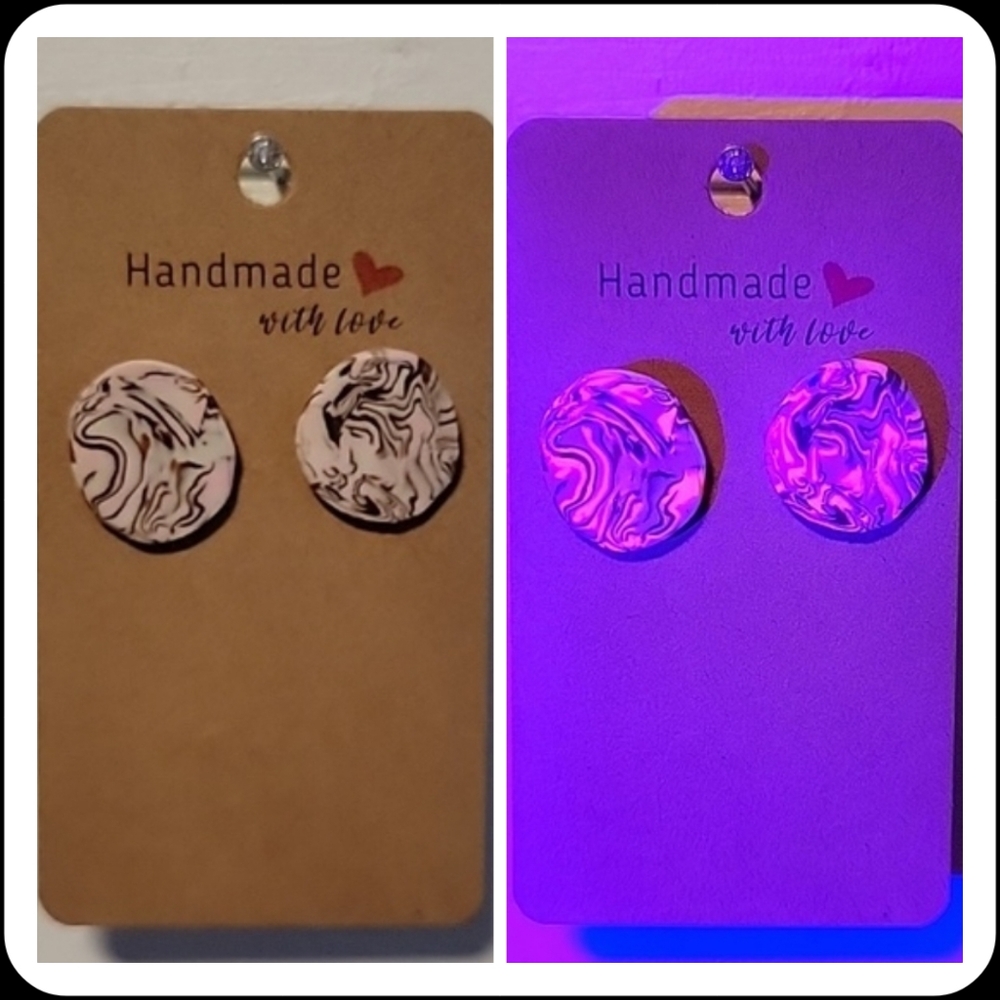 Neopolitan Ice Cream "Ugly Sweater" UV Reactive Handmade Earrings